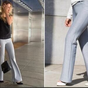 Betabrand Gray Flare Pants High-Waisted Boot Cut